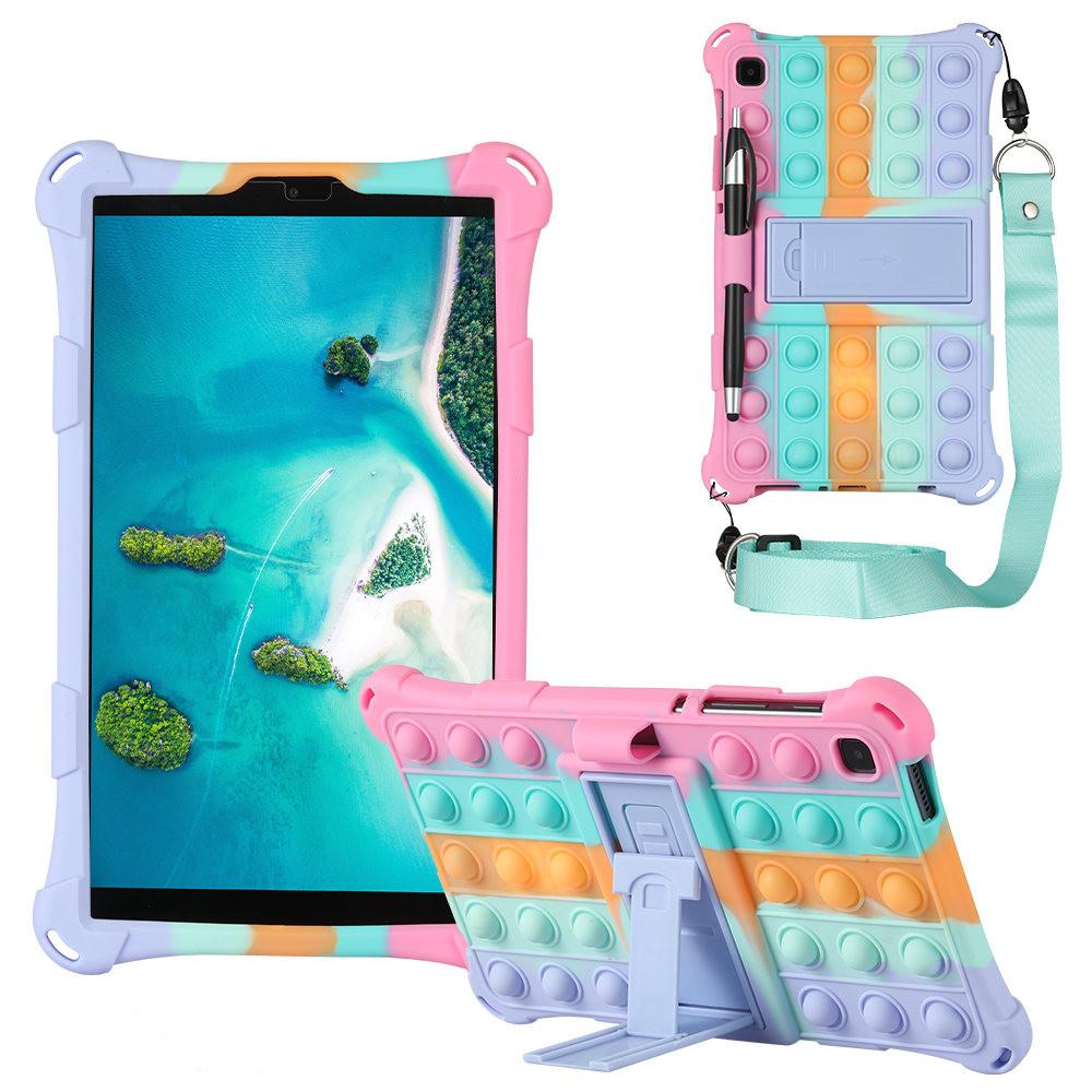 

Мягкий силиконовый чехол-подставка для Samsung Galaxy Tab A7 Lite SM-T220 SM-T225 8.7 2025 Противоударный безопасный для детей чехол с ремешком и держателем для стилуса A7Lite 8.7 T220 T225
