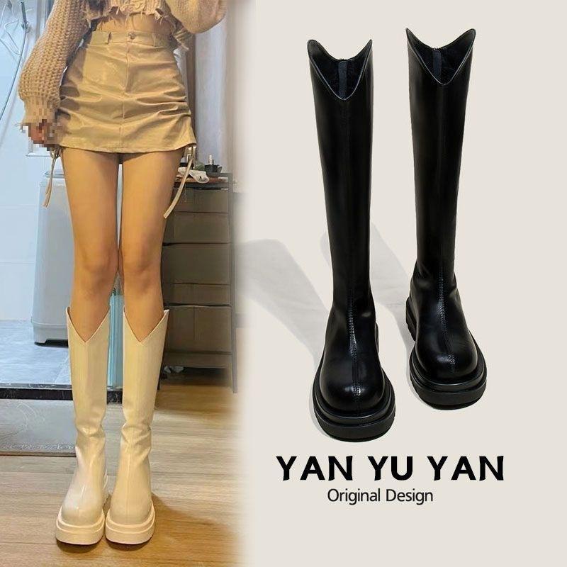 Boots Women's Knight Boots 2025 New Elastic Skinny Boots Thick-soled High Boots Small Men But Knee Long Boots