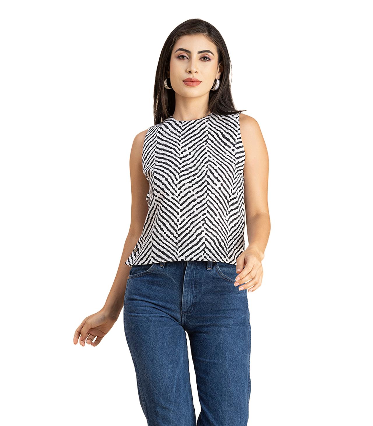 

Жіночий топ Moomaya з принтом з боковими ґудзиками, повсякденний топ без рукавів із круглим вирізом XXL білий