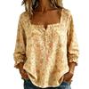 New Xiyin Summer T-Shirt Women's Printed Square Neck Button Bubble Sleeve Women's Top Women's