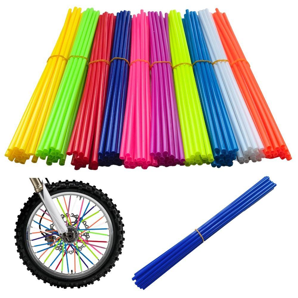 72pcs Decorative 24cm Spoke Skins Universal Durable Bike Spoke Covers Colorful Spoke Sleeve Wheel Decoration