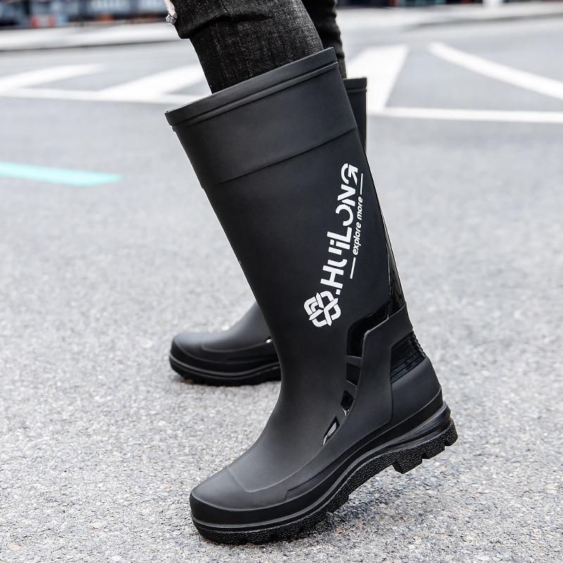 Tall rain shoes men's adult waterproof shoes non-slip water boots takeaway rider long men's rain boots