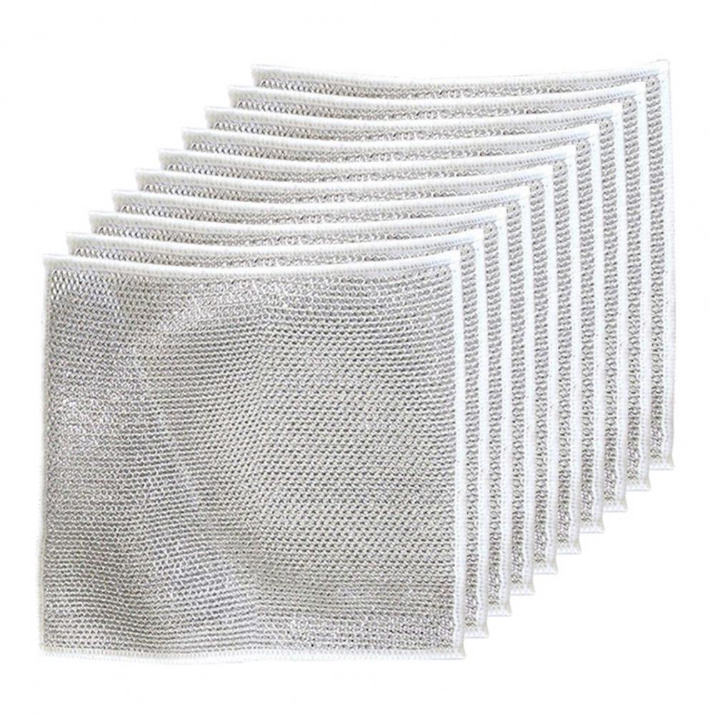 

10/15 шт. стальная шерстяная тряпка, двухсторонняя маслостойкая быстросохнущая полая безворсовая многоразовая кухонная тряпка для мытья посуды, кастрюля, миска, скраб 10pcs