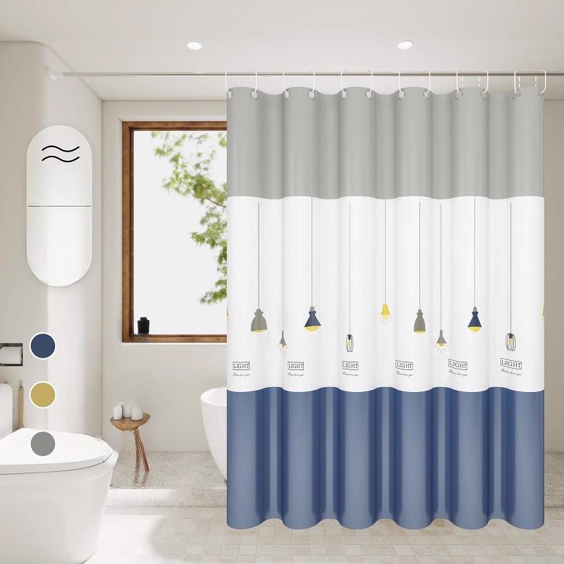 Transparent Waterproof Shower Curtain Bathroom Translucent Partition Curtain Easy Clean Wipe Mildew Proof Curtains with Hooks