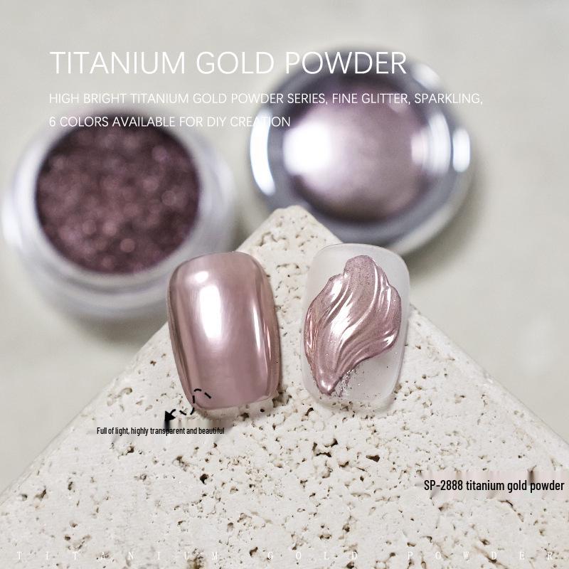 

Titanium Gold Nail Art Magic Mirror Powder in Blood Color Dancing Butterfly Purple, High-Light Metallic Electroplating Laser Glitter.