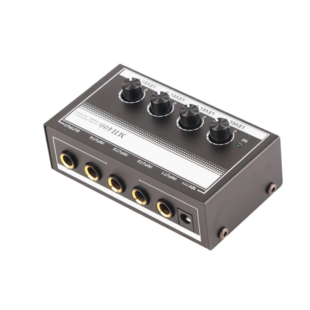 4?Channel Line Mixer Mini Metal Ultra Low Noise Hub Microphone Audio Equipment MH400US Plug 110V