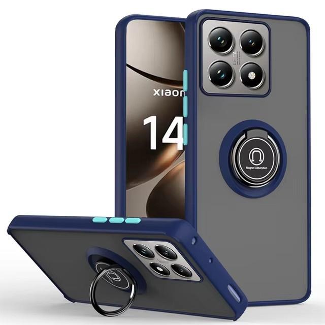 

Матовый чехол Funda для Xiaomi Mi 14T Pro 5G 15 Pro, чехол с магнитным кольцом и подставкой, чехол для Xiaomi Mi 14T 14 Ultra Armor Case Mi 14T Pro королевский синий