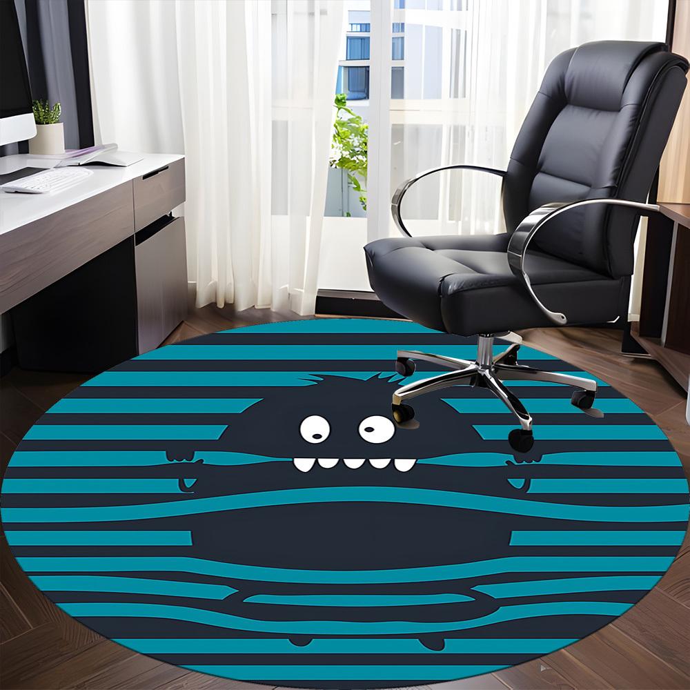 1PC Monster Stripes Office Round Area Rug, Mat Suitable For Office, Under Office Chairs Bedroom Living Room Home Decor, Room Deco