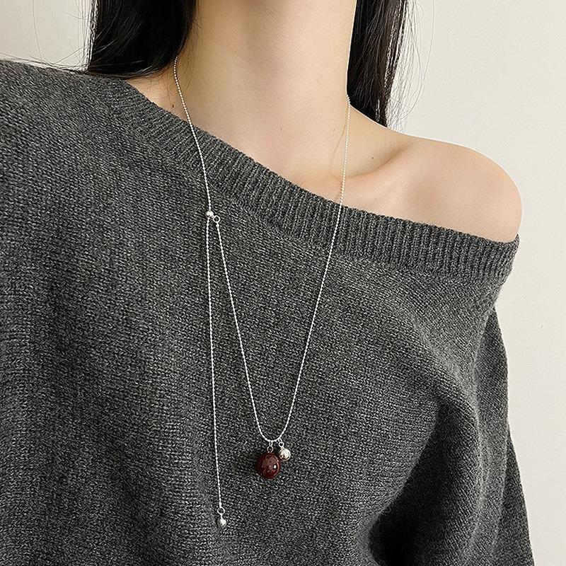 Women Ins Style Light Luxury Long Saddle Pendant Sweater Necklace