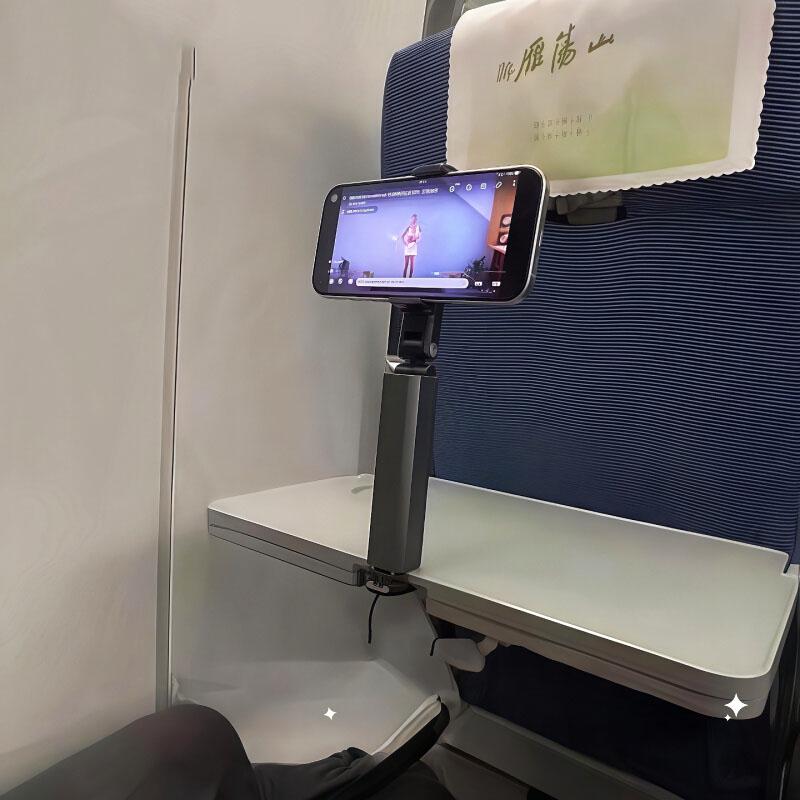 Portable Rotating Telescopic Phone Holder for Travel: Ideal for Trains, Airplanes, and Desktops