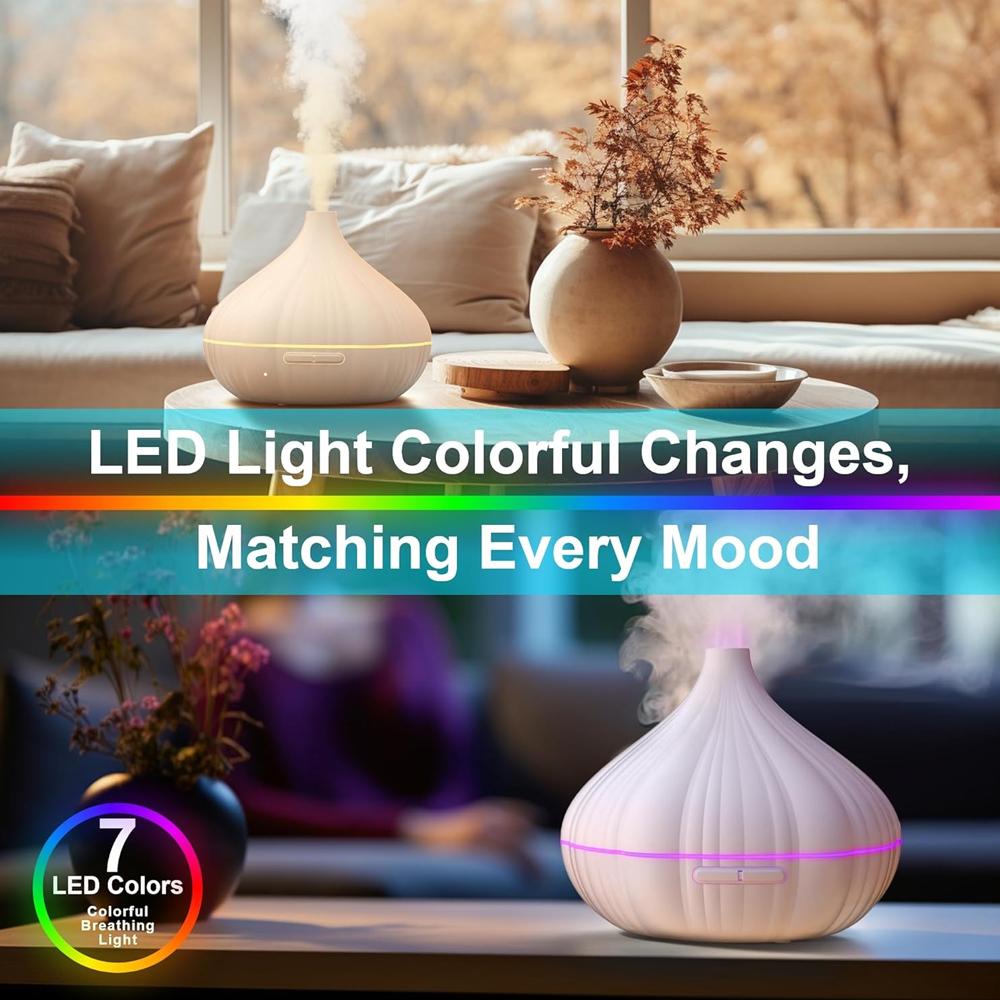 Eterisk oljediffusor, 550 ml doftdiffusor med automatisk avstängning utan vatten och timerfunktioner, dimfuktare med belysning, eco-Fri