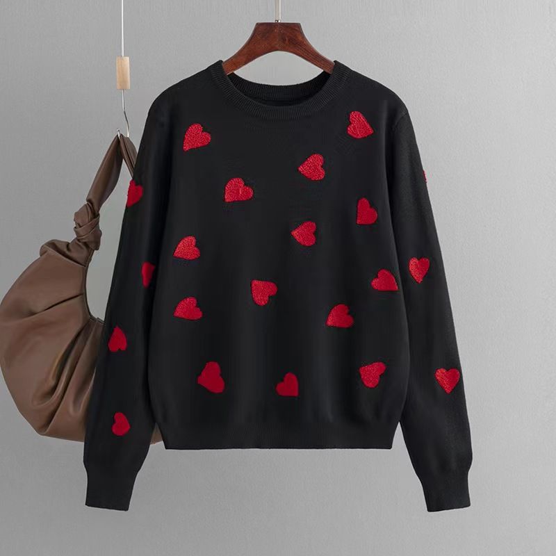 Western Style New Love Pullover Women's Knit Loose Sweater Loose Knit Love Sweater