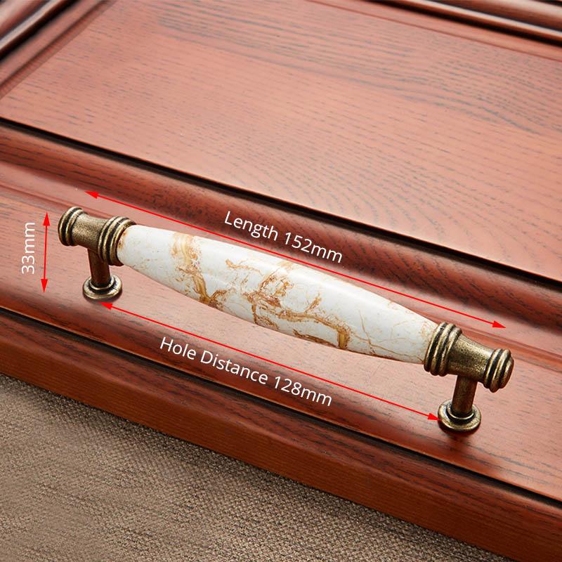 NAIERDI Antique Bronze Ceramic White Cabinet Handles Zinc Alloy Drawer knobs Wardrobe Door Handle European Furniture Hardware