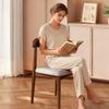 Nordic Simple Leisure Chair Metal Frame Heavy Duty Chair with Comfortable Linen Cushion Internet Celebrity Horn Chair