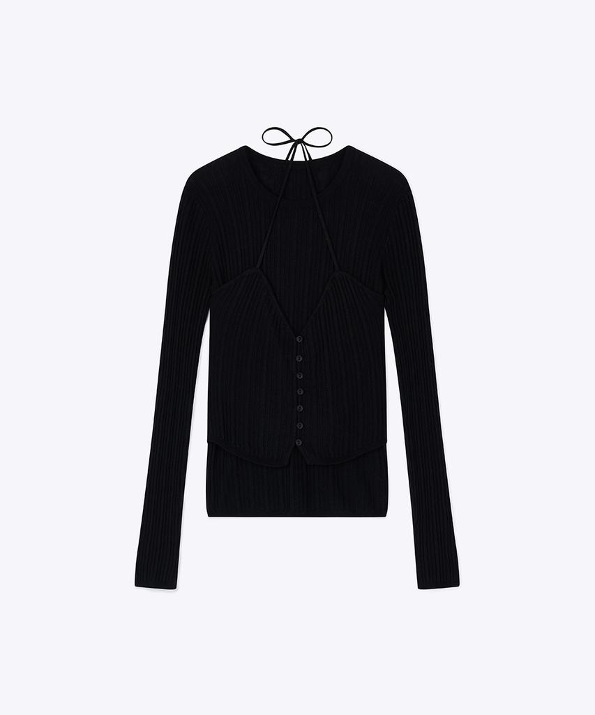 320SHOWROOM Regular Fit Layered Halter Knit Black