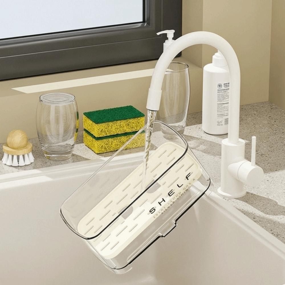 Transparent Kitchen Sink Rag Rack Space Saving Sponge Drain Rack  Kitchen Supplies