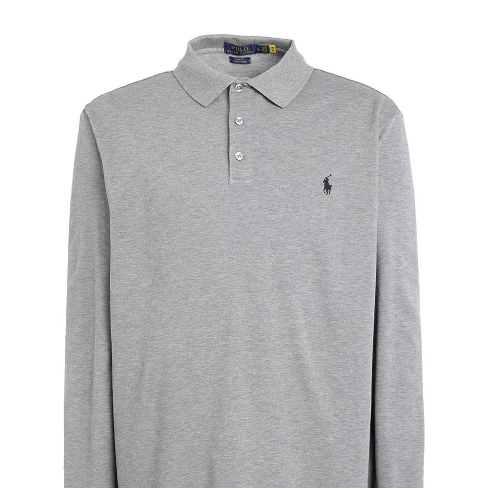 Polo Ralph Lauren SS22 Solid Color Small Pony Embroidered Long Sleeve Polo Shirt Men tops Light-Gray 710720846-008