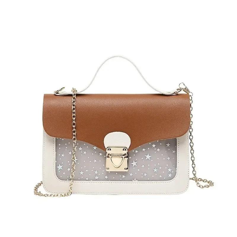 Summer Bag Lid Lock Snap Phone Small Square Bag Korean Sequin Star Print One Shoulder Phone Bag Handbags