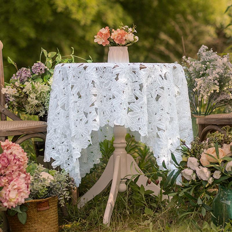 Coffee Table Tablecloth Internet Celebrity Lace Living Room Household Small Round Table Tablecloth Nordic Style Hollow Dining Table Cloth Cloth Round