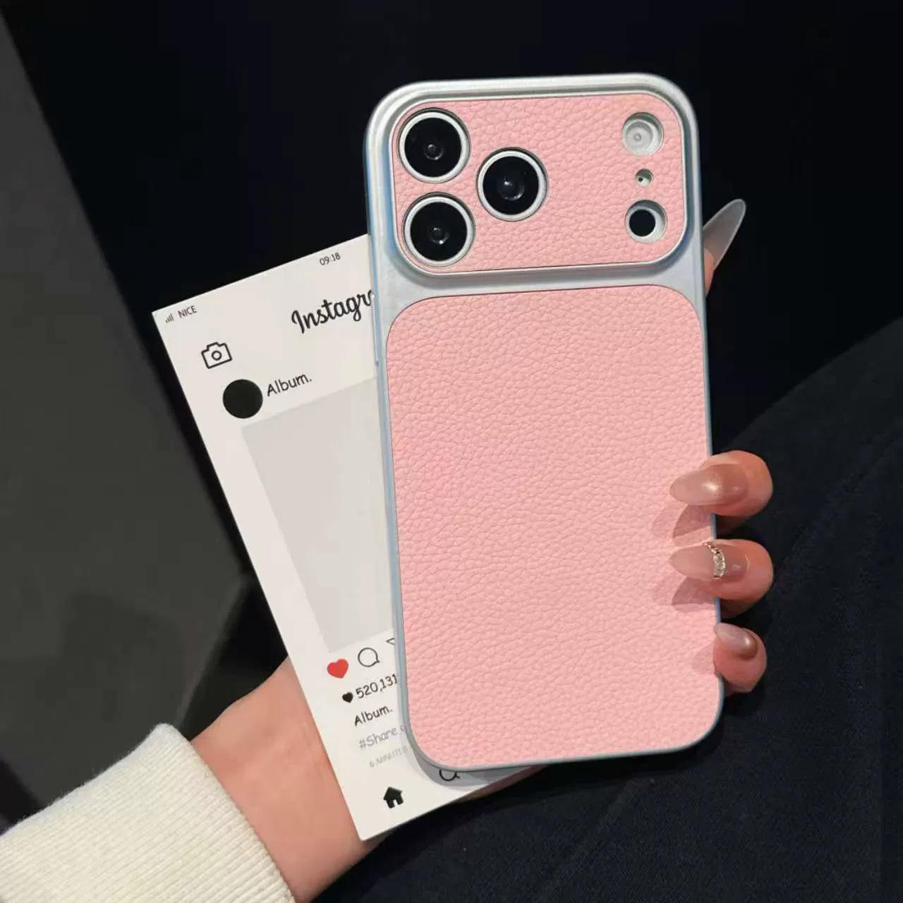 

Premium Lychee Grain Leather Case for iPhone 17 Pro, 16, and 15 - Full Coverage Protection iPhone 15 Plus