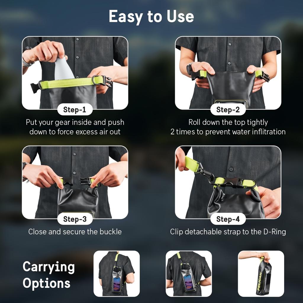 Wasserdichter Packsack - Wasserdichter Rucksack mit Rollverschluss und Handyhülle/Tasche - Boots- und Kajakzubehör