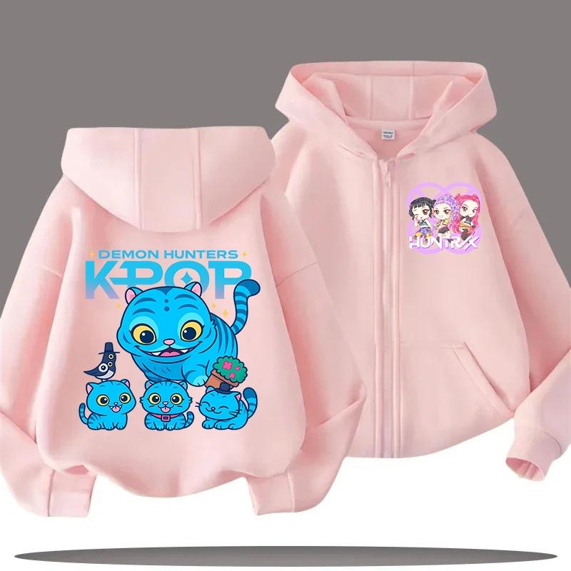 2025 Hot Funny Zip Up Sweatshirts Kpop Demon Hunters Hoodie Children Clothes Kid Girl Boy Sweatshirt Zipper Hoody Casual Top