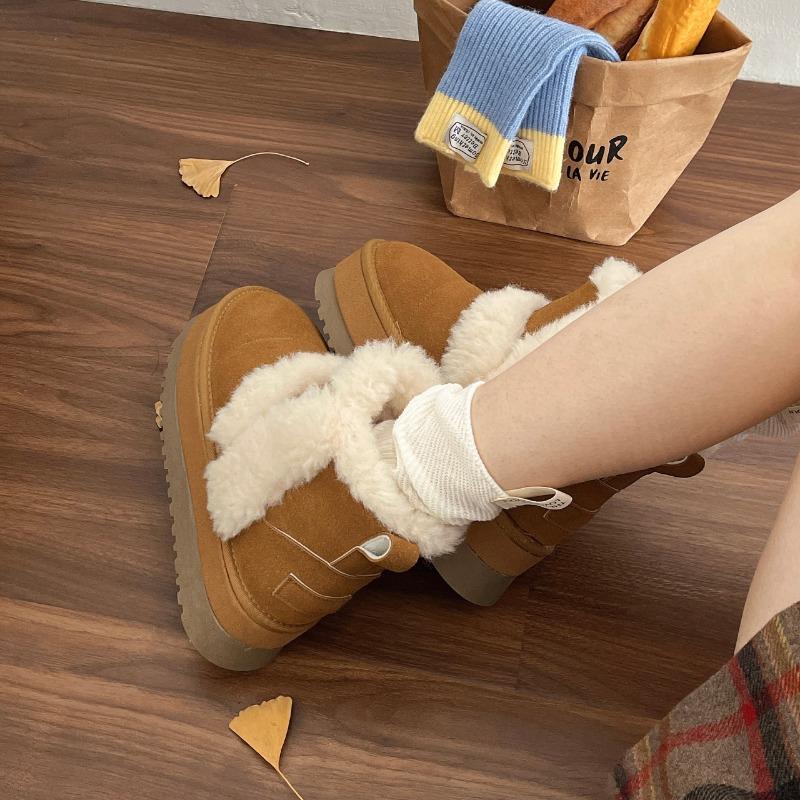 Fashion Winter New Flat Snow Boots Women's Fashion Round Head Suede Thick Sole Anti-slip Wear-resistant Short Cotton Boots