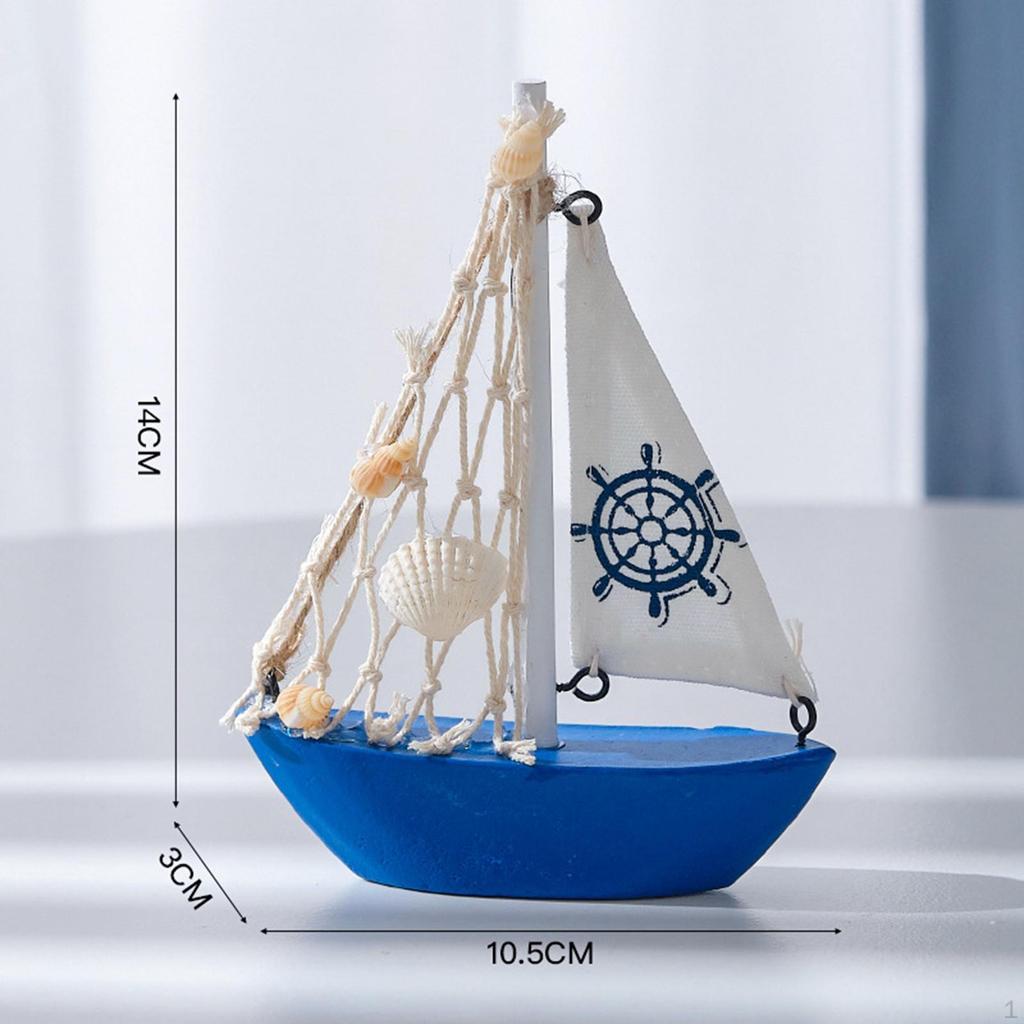 Mini Sailboat Model Beach Decor Item for Office And Home