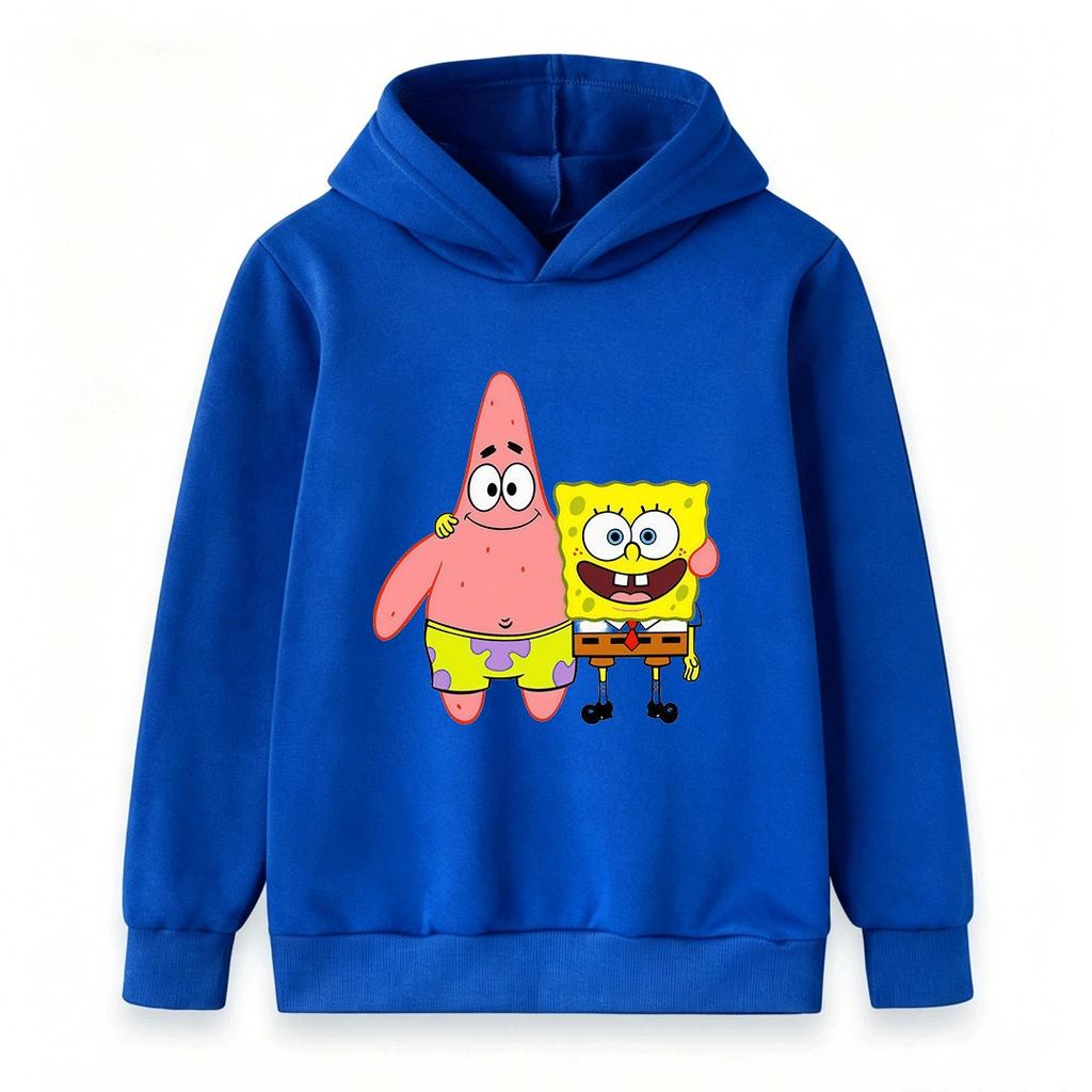 Kids Boys Girls Hoodie, Cute Cartoon Star Sponge Printed Pullover Hooded Sweatshirt Casual Warm Top for Toddlers