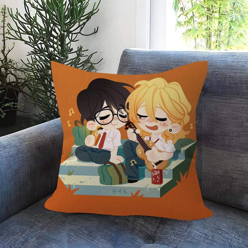 Anime Doukyuusei Rihito Sajo Hikaru Kusakabe Cushion Cover Inches Farmhouse Decor Home Throw Pillow Covers For Couch Decorations