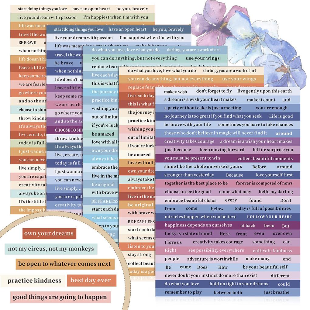 Pack of 8 Small Talk Stickers Self Adhesive Text Word Sheet Scrapbooking Greeting Card Journal Book Album Notebook