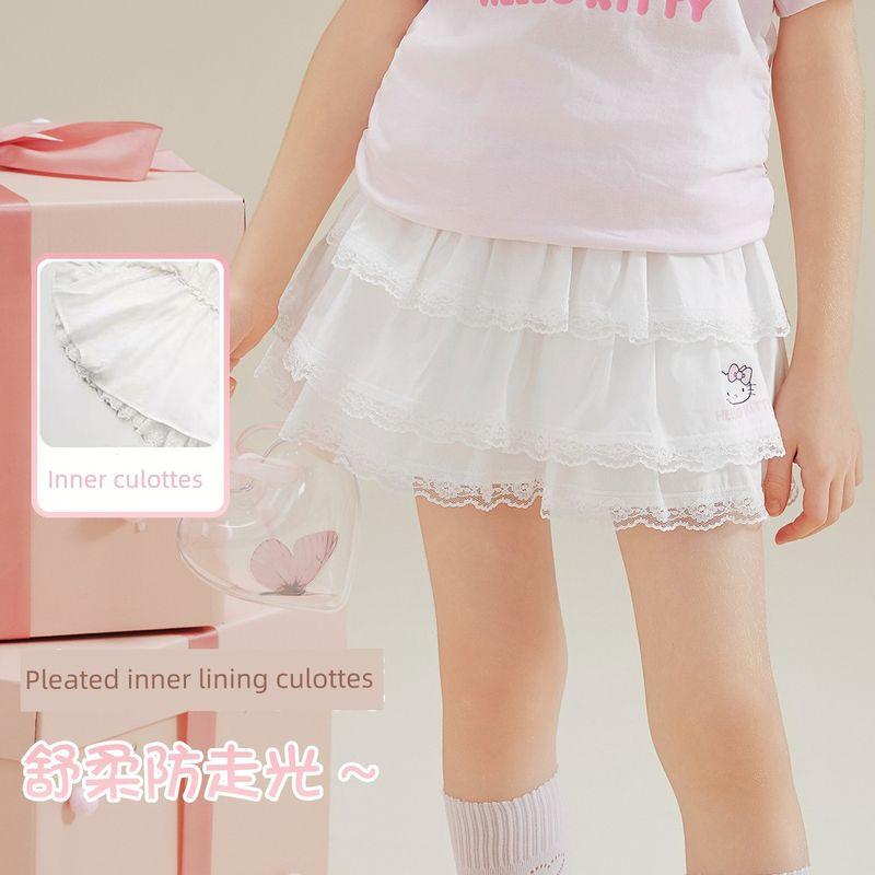 Hello Kitty Girls  Summer Short Skirt, Mesh Skirt, Anti-Exposure Cake Skirt, Stylish Children s Skirt for Older Kids White 110