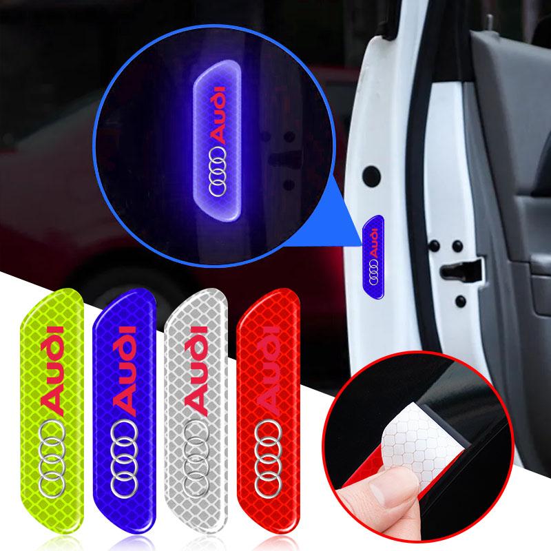 4PCS/set Car Reflective Strips Warning Badge 3D Stickers For Audi S5 S6 S7 S4 S8 TT TTS A4 B8 A3 B6 A6 C7 C6 B7 Q5 Q7 C5 A5 B5