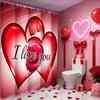 Cortina de ducha Corazón de Amor Rosa para el Día de San Valentín, cortina impermeable para ducha de baño con 12 ganchos, decoración del hogar con forma de pez