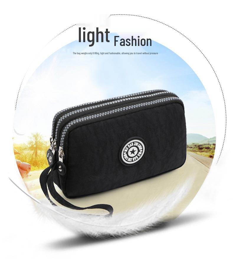 Waschbare Denim Damen Mehrfachfach-Clutch: Münz-, Make-up- und Handyaufbewahrung.