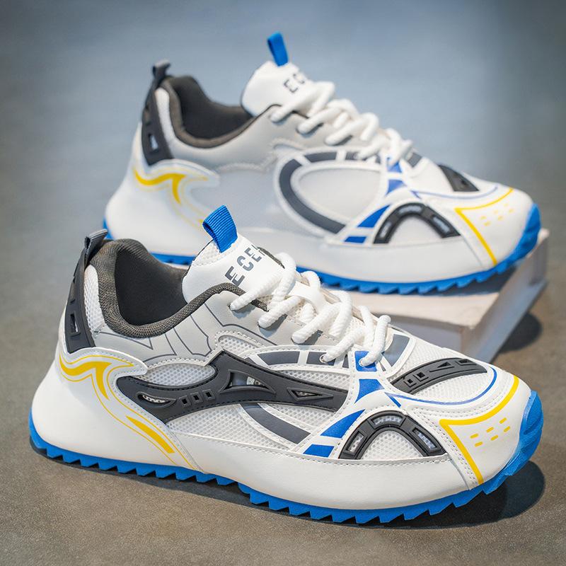

Men s shoes 2025 summer new mesh breathable fly-woven sports and leisure shoes thick sole heightening Korean version of Internet celebrity dad shoes 44