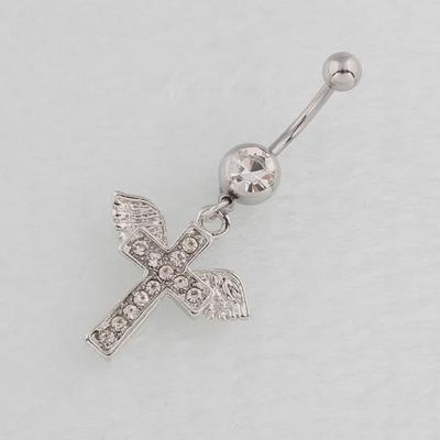 Hypoallergenic Stainless Steel Cross Wings Belly Button Ring Piercing.