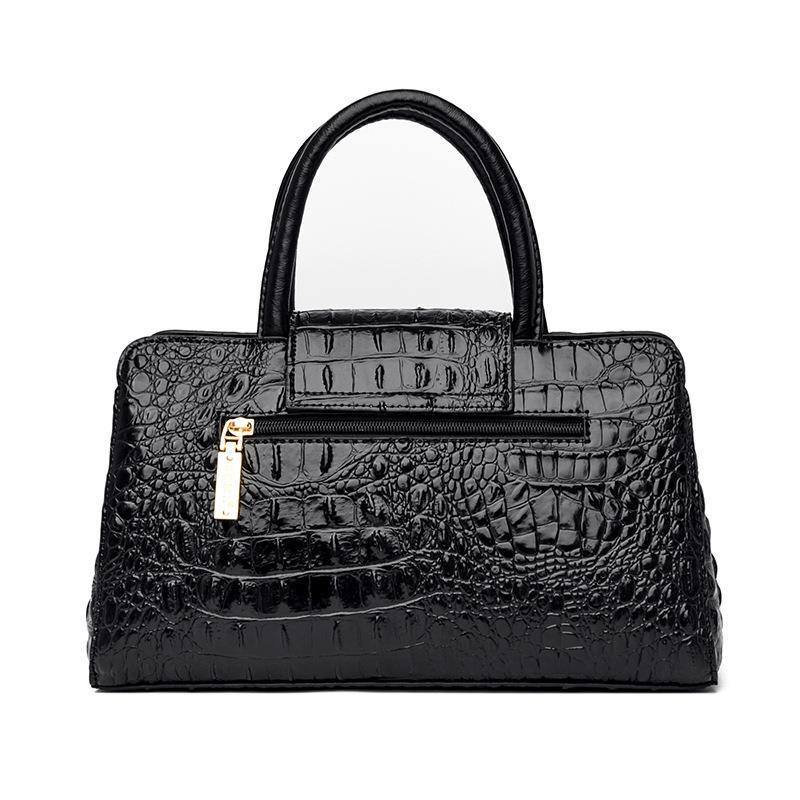 Crocodile Pattern Women's Shoulder Tote - European & American Retro Fashion with Zipper, Large Capacity