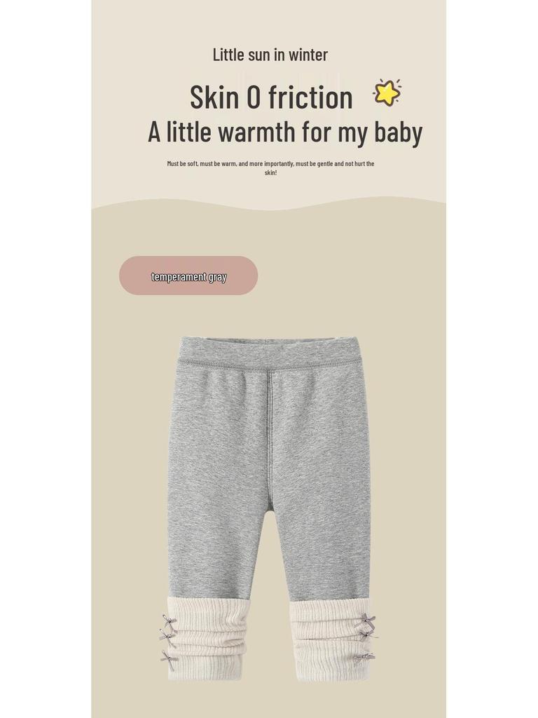 Girls' Fleece-Lined Thick Winter Leggings with Scrunch Socks - 2025 Warm Fashion Style
