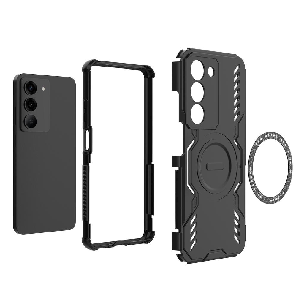 For Realme 14x 5G/V60 Pro 5G Magnetic Case Butterfly Armor Hollow Heat Dissipation PC+TPU Phone Cover