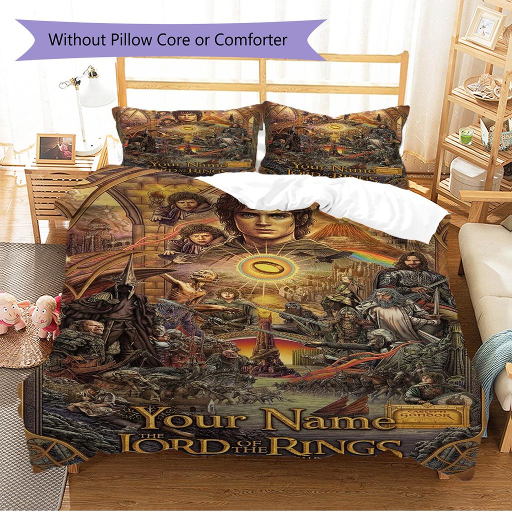 Name Custom Lord Rings Pattern Bedding Set Quilt Cover Pillowcase Home Decor Gift (1 * duvet cover + 2 * pillowcase, without core)