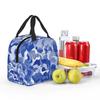 Blue White Blending Camouflage Insulated Lunch Bag for Women Children Leakproof Food Boxes Thermal Lunch Box Tote