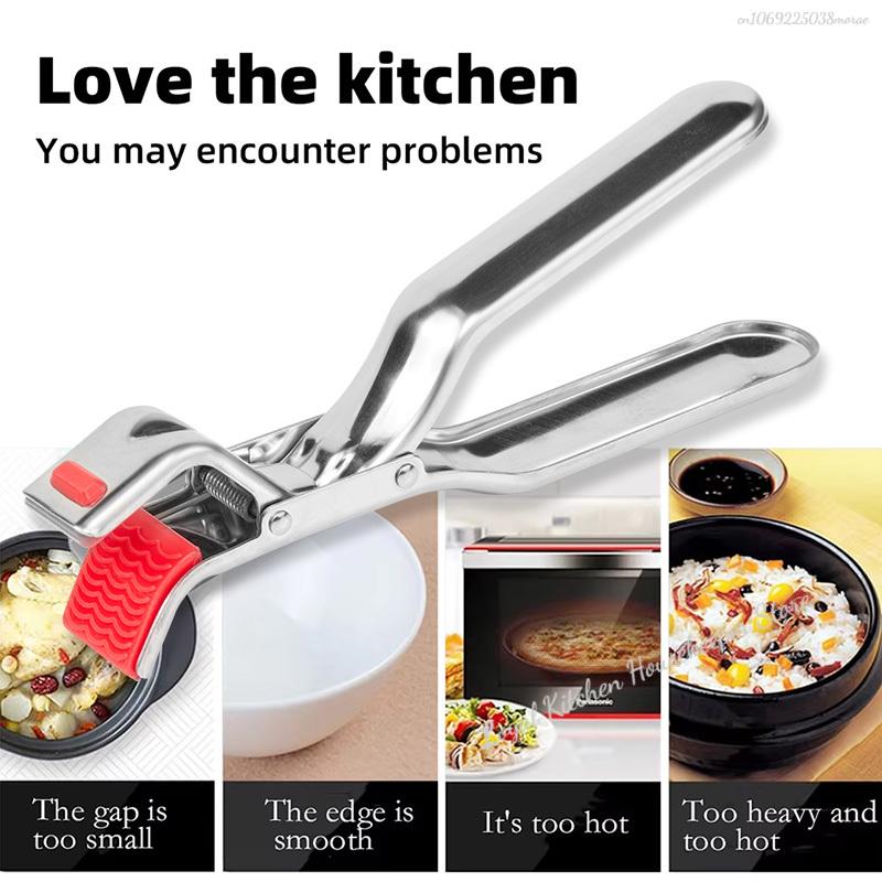 Hot Dish Plate Clip Anti-Scald Bowl Clip Gripper Ergonomic Handle Bowls Clamp Holder for Frying Pans Air Fryers Steamers Ovens