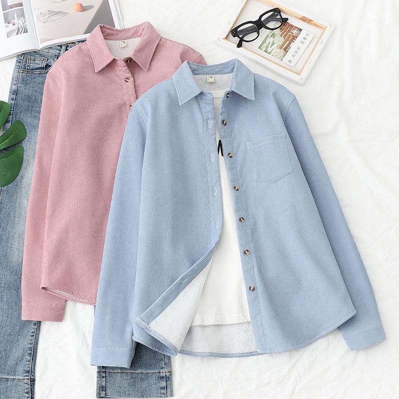 Chemise décontractée rétro 2024 pour femme à manches longues en velours respirant – Nouvelle collection Automne/Hiver