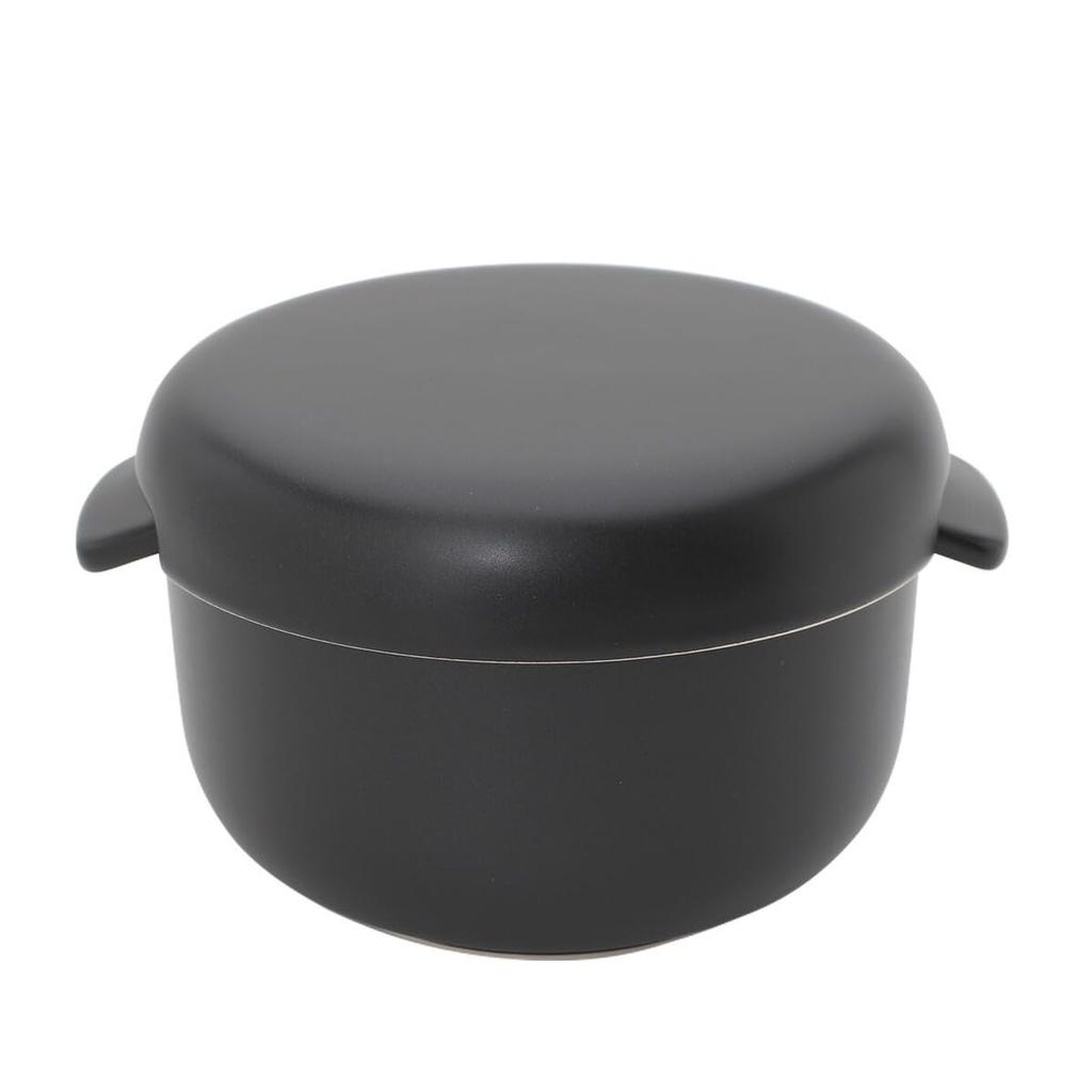 World Create Yayoi Pottery Round Ohitsu Black 2 Cups 15963