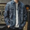Spring and Autumn New Men's Long-sleeved Plaid Denim Loose Casual Shirt Jacket