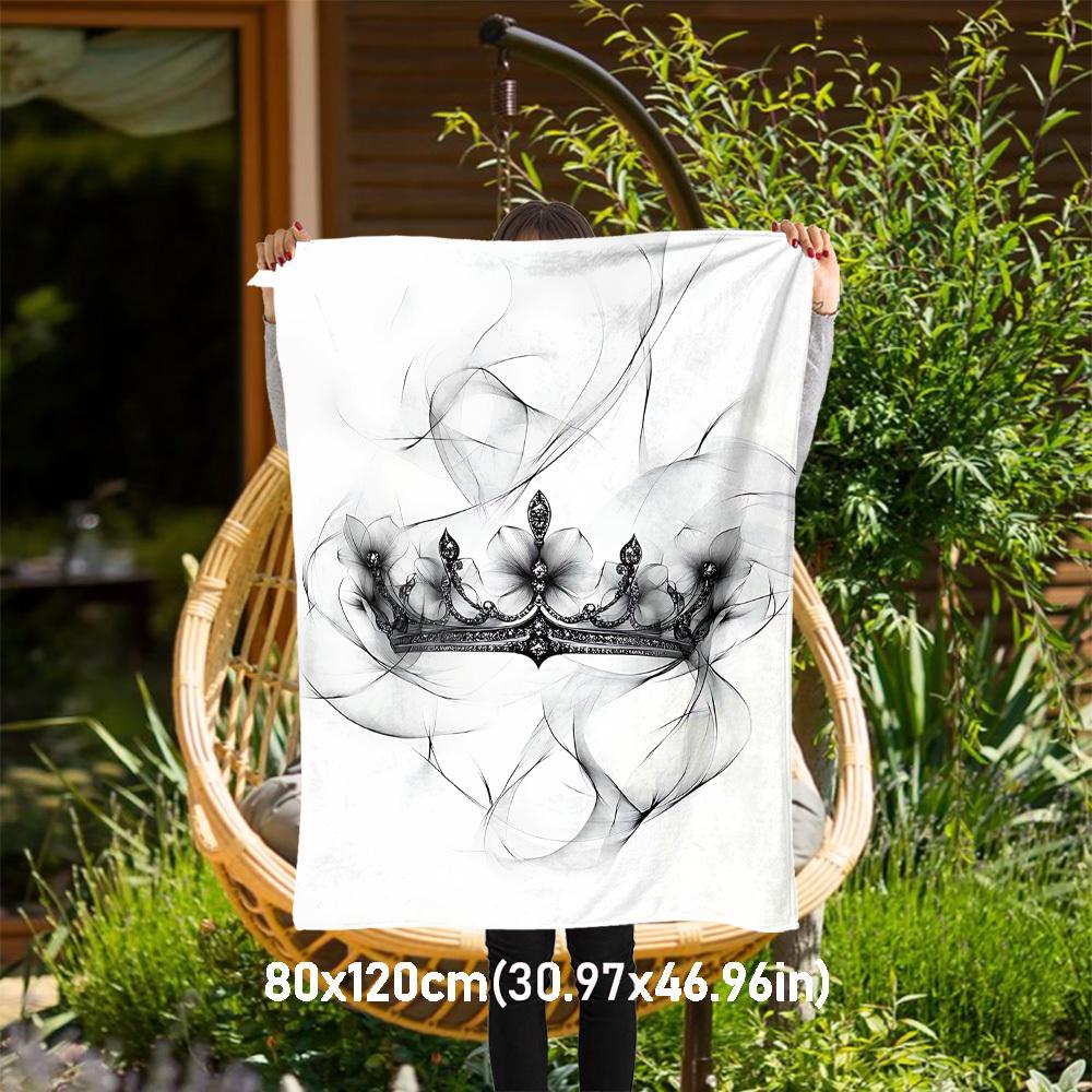 

1pc Crown Flowers Outdoor Flannel Blanket Soft Warm All-Season Throw for Sofa Bed Car Camping Office, Cozy Gift Idea1305S 80x120cm(31x47inch)