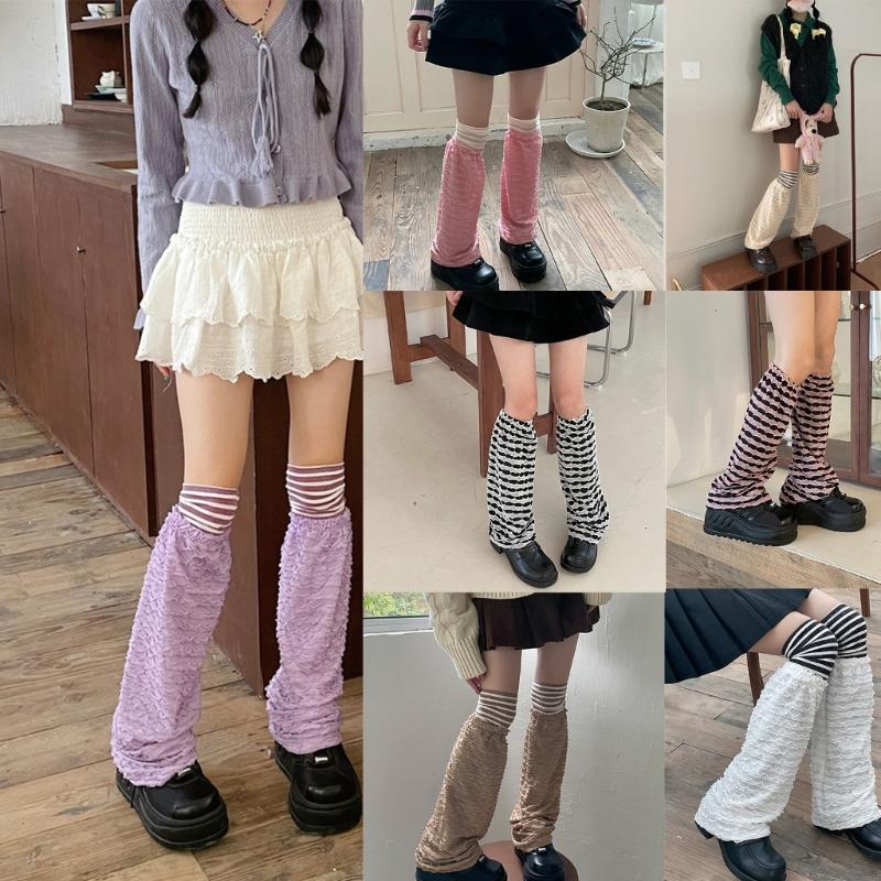Campus Style Leg Warmers Gothic Ruffle Long Socks Leggings Gaiters Autumn Winter Flare Cuffs Ankle Heaps Socks