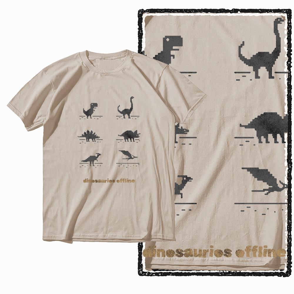 G79 Beige Cotton Streetwear Dino Dinosaur Graphic Men T-shirt |  Big Size Cool Vintage O-neck Men's Tee Tshirt