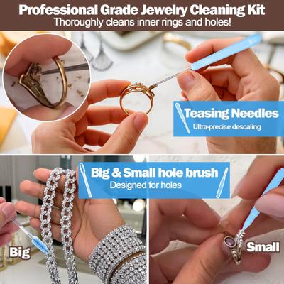 18Pcs/Set Jewelry Cleaning Kit Easy Grip Design Gentle Cleaning Brushes Polishing Cloth Remove Stains Jewelry Maintenance Kit